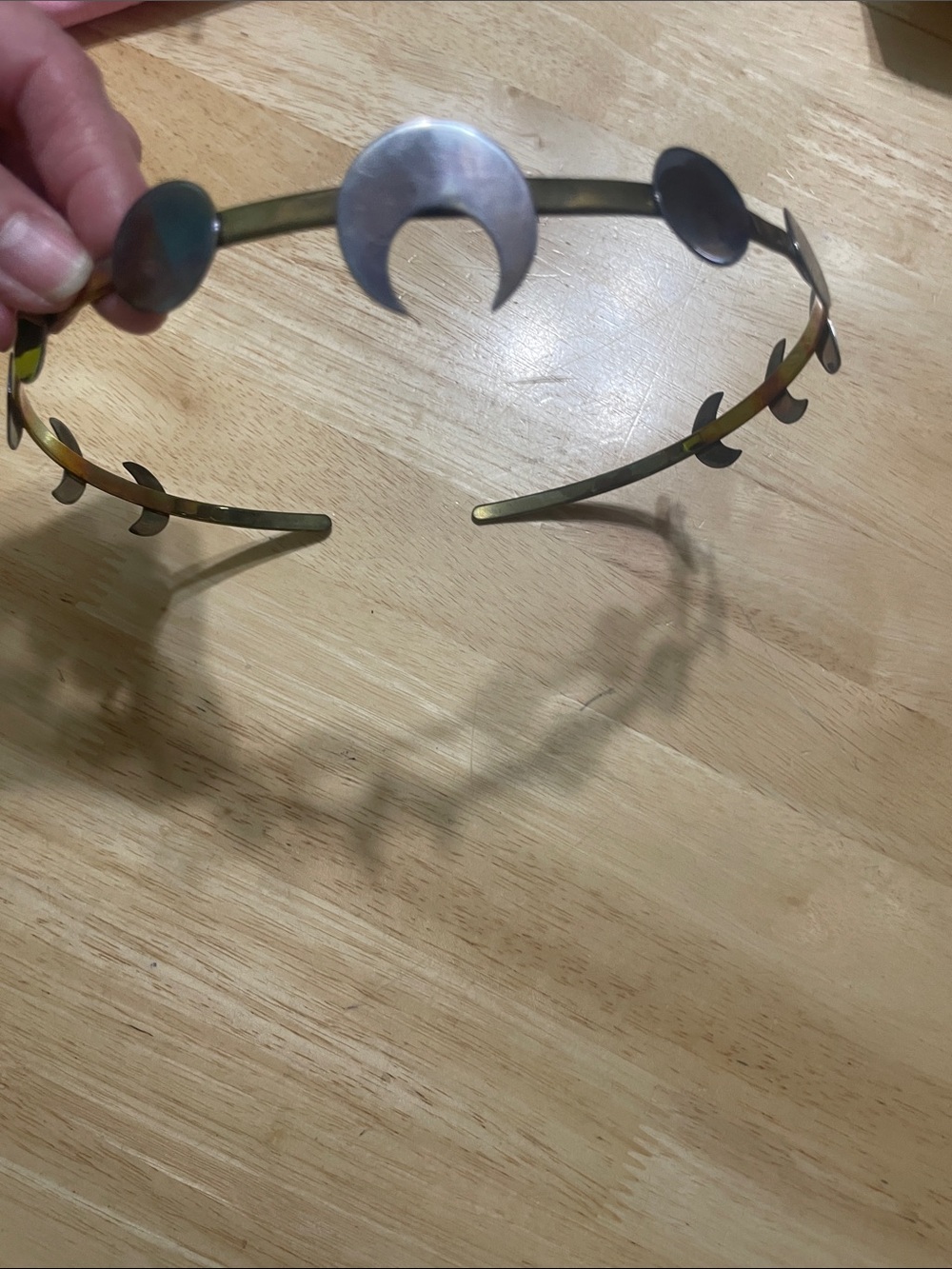 Moon Motif Brass Headband - Gold Tone Women's Accessory